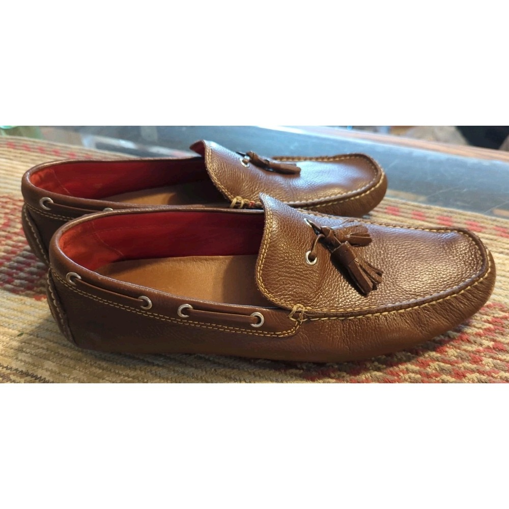 Donald Pliner Shoes Mens Size 12 M Brown Leather Tassels Loafers Moc Toe Driving - Picture 6 of 10